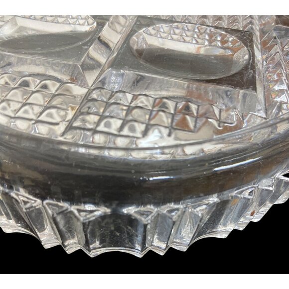 Vintage Heavy Glass Oval Serving Relish Trinket Tray - Picture 5 of 7